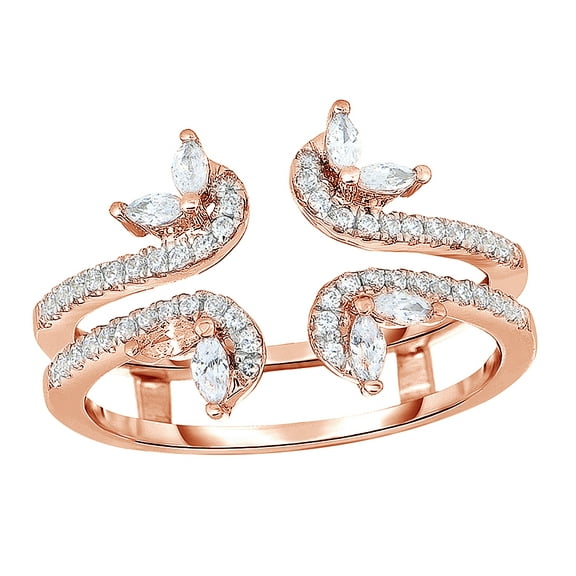 AFFY White Natural Diamond Solitaire Enhancer Ring in 14k Rose Gold (0.75 Cttw)