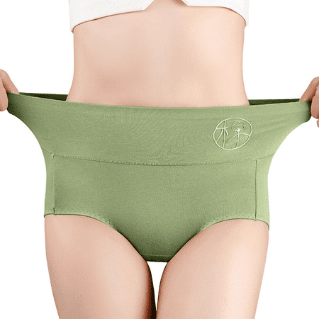 Fulorrnie Underwear for Women Plus Size Comfort High Waist Breathable Panty Cute Cut Elastic Panties Green L