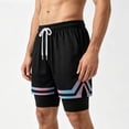 thumbnail image 4 of hoksml Men's 2-in-1 Mesh Basketball Shorts, Elastic Waist Drawstring Workout Shorts with Compression Liner, 4 of 5