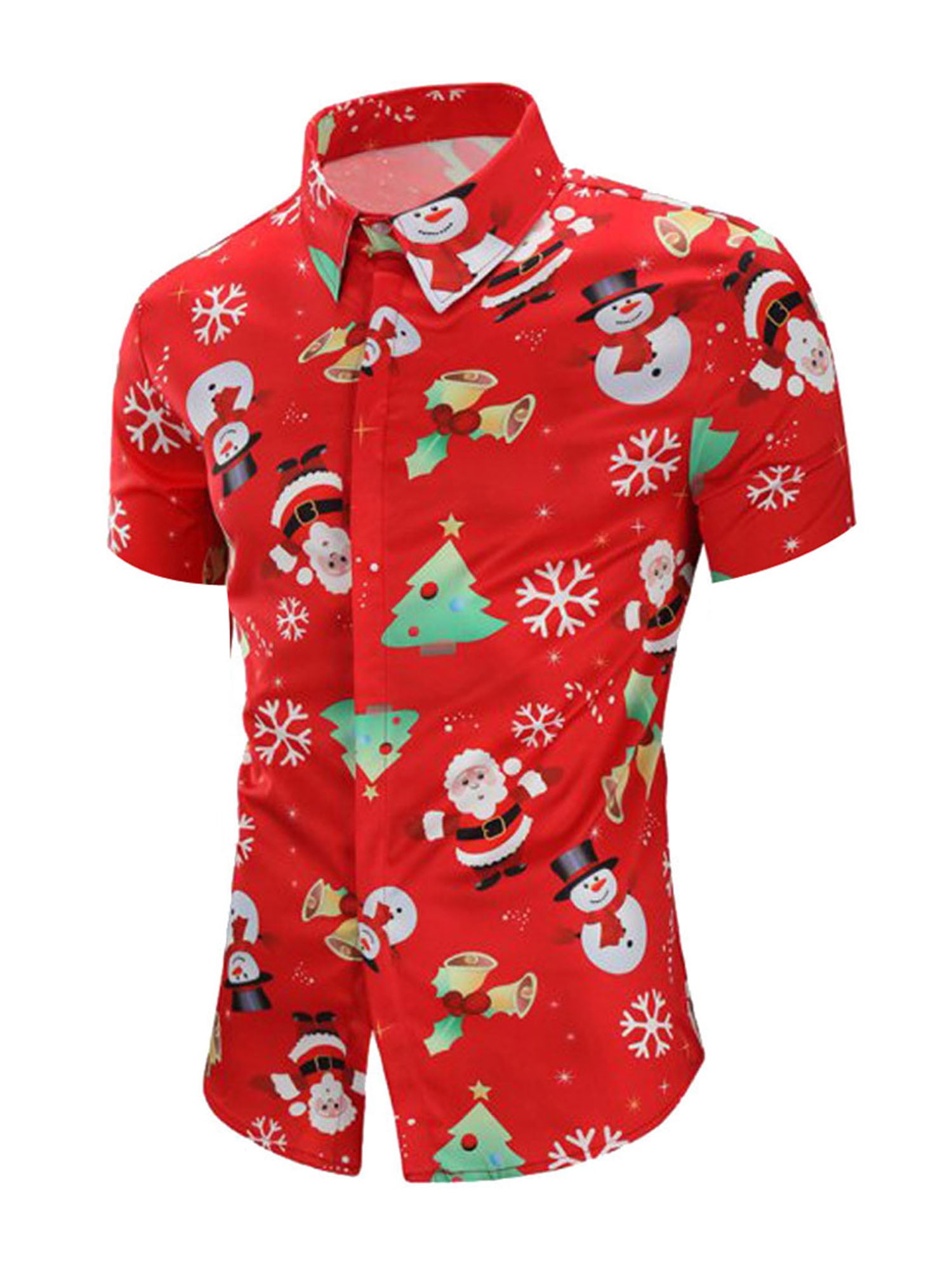 Avamo Christmas Button Up Shirt Tee for Men 3D Printed Casual Short