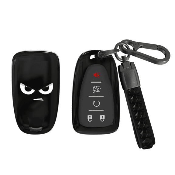 Soopcase for Chevy Key Fob Cover, Soft TPU Key Case with Keychain for Chevrolet Blazer Camaro Malibu Equinox Cruze Traverse Trax Sonic Tracker Bolt EV (Black,2/5 Buttons)