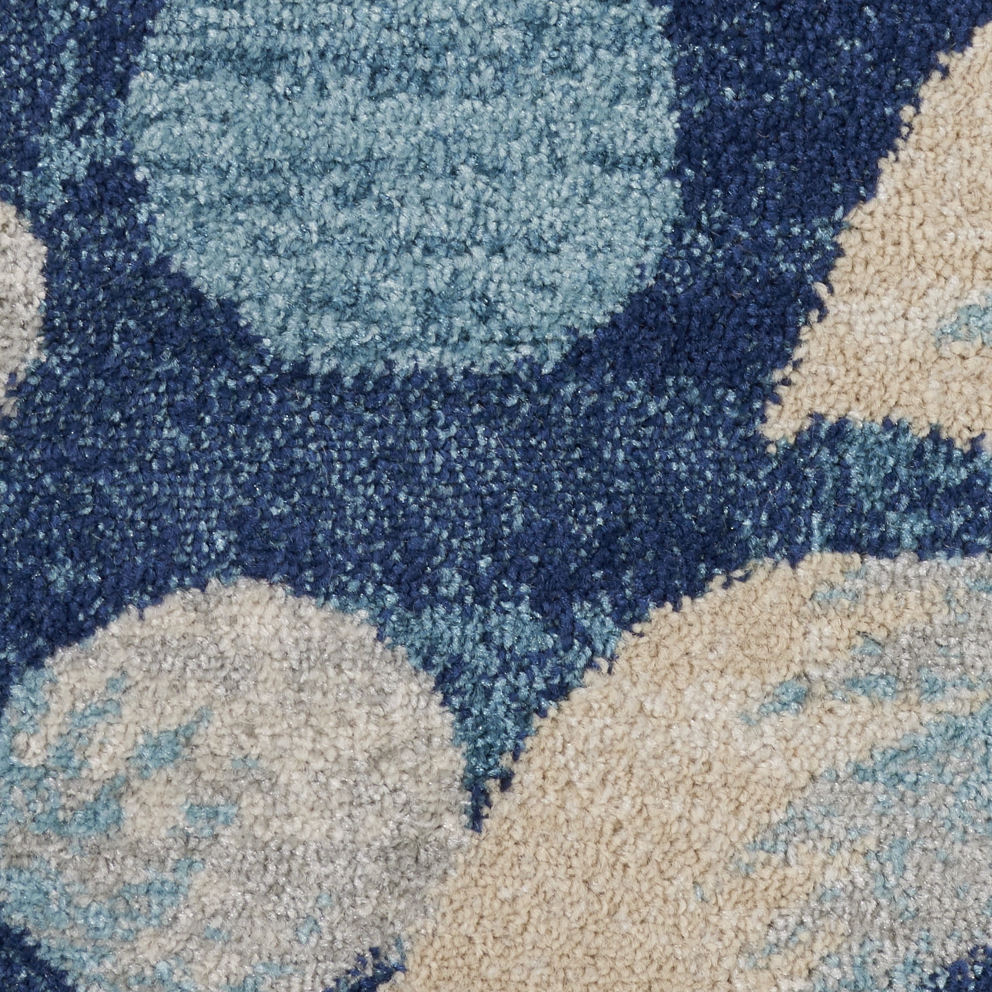 Serene Contemporary Botanical Navy 5'3" x ROUND Area Rug, (5' Round)