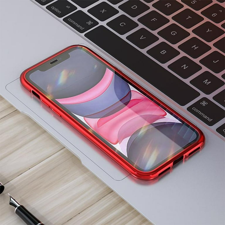 Gud Åre Afgørelse iPhone 11 Pro Max Case, Magnetic Metal Frame Front and Back Tempered Glass  Full Screen Coverage Flip Cover [Support Wireless Charging] for iPhone 11  Pro Max - Red - Walmart.com
