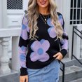 thumbnail image 2 of Levmjia Womens Sweater Casual Long Sleeve Round Neck Floral Print Head Pullover Soft Acrylic Top For Fall Autumn And Winter Daily Wear, 2 of 8