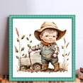 thumbnail image 2 of (18CTAFF-231__C__25x25) Hilo algodón ecológico bordado 18CT 2 hebras impresión 25*25cm kit serie personajes punto cruz bebé granja, 2 of 9