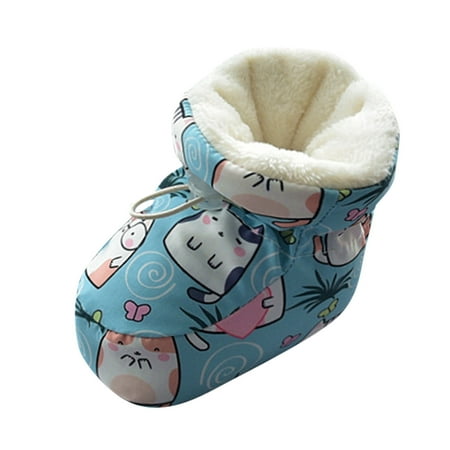 Kureaily Baby Shoes Toddler Shoes Cotton Shoes Plus Velvet Thick Warm Soft Soled Shoes Cute Do Not Fall Before The Shoes 18 Month Girl Boots Snow Gear for Toddlers Girls 12-18 Months