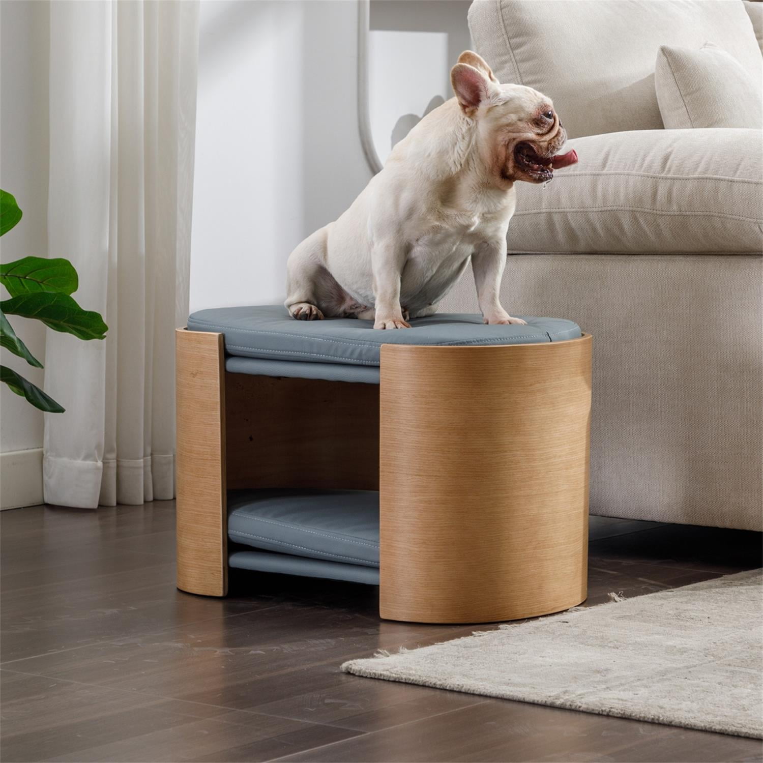 Pefilos 24" Double Cat Bed Pet Sofa with Solid Wood Legs and Bent Wood Back, Cat Scratch Resistant PU Cushion, Dog Bed Sofa for Indoor, Dark Gray Pefilos 24" Double Cat Bed Pet Sofa with Solid Wood Legs and Bent Wood Back, Cat Scratch Resistant PU Cushion, Dog Bed Sofa for Indoor, Dark Gray