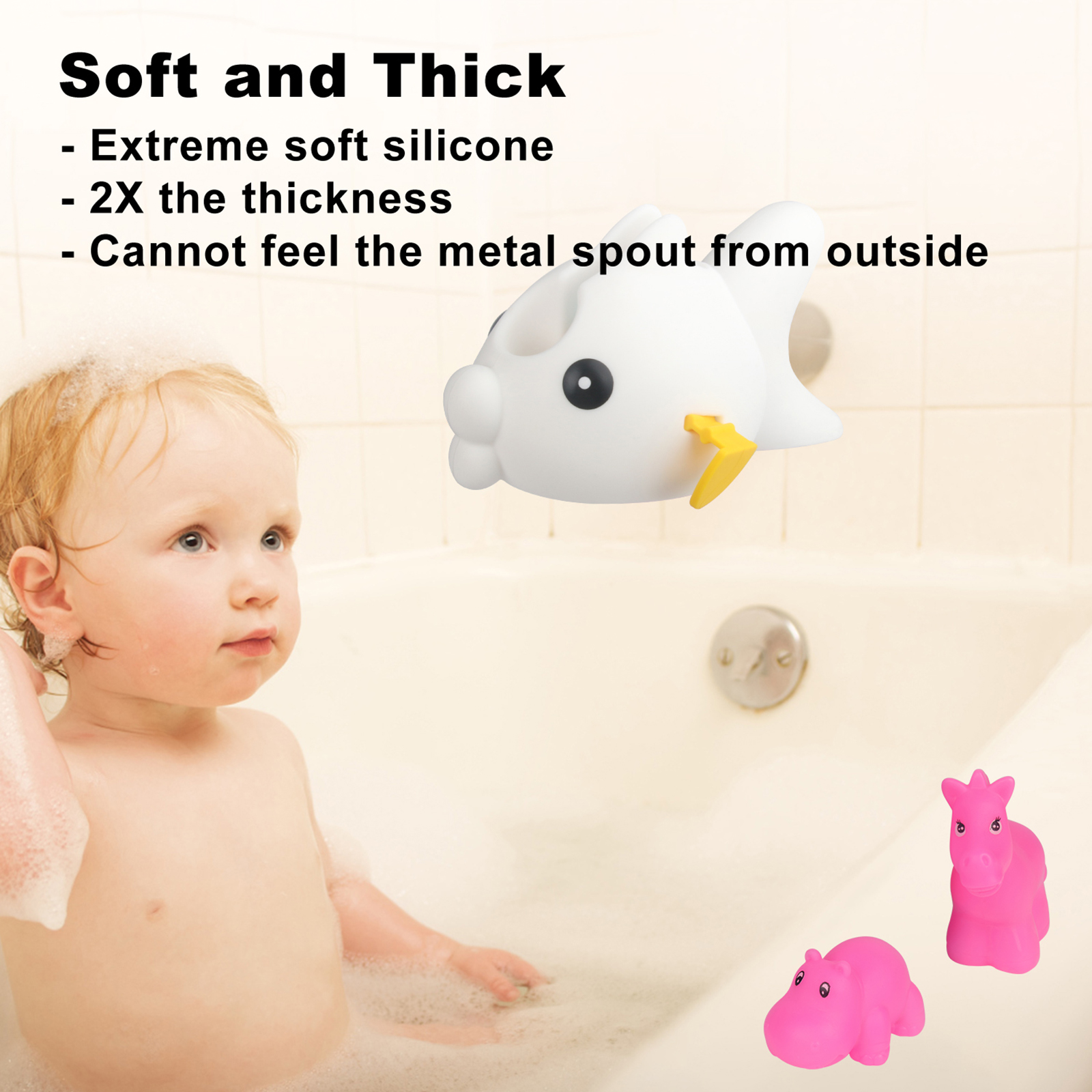 Bathtub Faucet Cover Baby Bath Spout Extender Silicone Tub Faucet Protector from Swim Wear - price 15.22