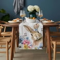 thumbnail image 2 of Bunny Easter Table Runner - 60 Inch Long, Kitchen Dining Table Runner Dresser Scarves, Spring Floral Blue Eucalyptus Leaves Wooden Farmhouse Decor for Coffee Tables Wedding Party Banquet, 2 of 8