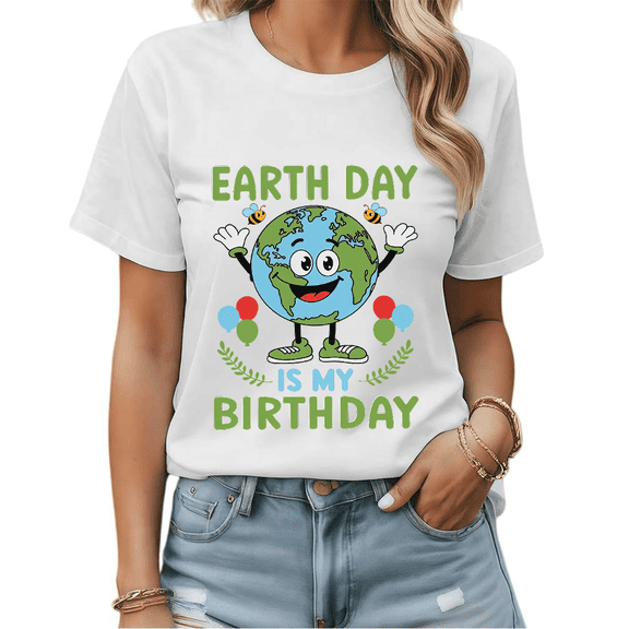 Aesthetic Earth Day Gift Eco Friendly Earth Graphic Tees Womans T shirt White/Black S-5XL Tops