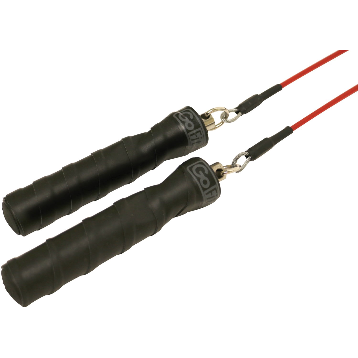 GoFit 9' Pro Cable Jump Rope with Padded Contour Grip Handles- Red