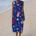 thumbnail image 2 of Fewfanhot Women's 4th of July 250th Anniversary American Flag Print Midi Dress, Crew Neck Sleeveless Patriotic Loose Fit Sundress with Pockets, Casual Summer Tank Dress, 2 of 9