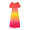 thumbnail image 7 of Penkiiy Women's Summer Casual Short Sleeve Crewneck Gradient Print Dress Casual Flowy Tiered Maxi Beach Dress With Pockets 2XL Multicolor, 7 of 7