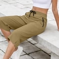 thumbnail image 5 of LWFFDAW Yoga Capri Pants for Women High Waist Drawstring Straight Leg Running Pants Breathable Comfy Gym Athletics Capris with Pockets, 5 of 10