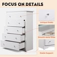 thumbnail image 6 of GALAXHERO 5 Drawer Dresser for Bedroom, Retro Wood Chest of Drawers, Tall Dresser with Round Metal Handle for Living Room, Hallway, Closet, White, 6 of 10