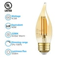 thumbnail image 4 of TORCHSTAR 12 Pack Dimmable C35 LED Bulbs, UL Listed Vintage Edison Bulb, LED Chandelier Light Bulbs, 4.5W, E26 Base, 2200K Amber Warm, 4 of 7