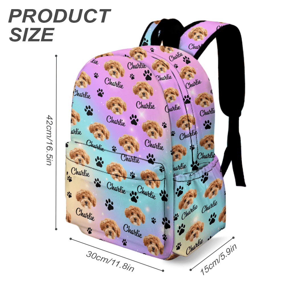 Custom Pet Photo Backpack Gift For Dog Cat Lovers. Name And Photo Can Be Changed. Back To School Gifts