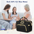 thumbnail image 4 of Diaper Bag Tote, Multifunctional Baby Changing Bag with Insulated Milk Bottle Pockets, Large Capacity Travel Backpack W/ USB Charging Port & Stroller Straps, Portable Newborn Baby Bags(Black), 4 of 7