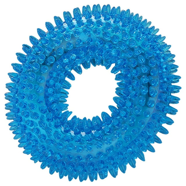 Pet Chew Toy Rubber Solid Color Squeaky Dog Teething Toy Dog Ring Toy for Puppy