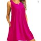 thumbnail image 1 of Vestido de mujer con botones plisados, camiseta informal con bolsillo, vestido sin mangas, rosa roja, L Inevent AP002060-43, 1 of 5