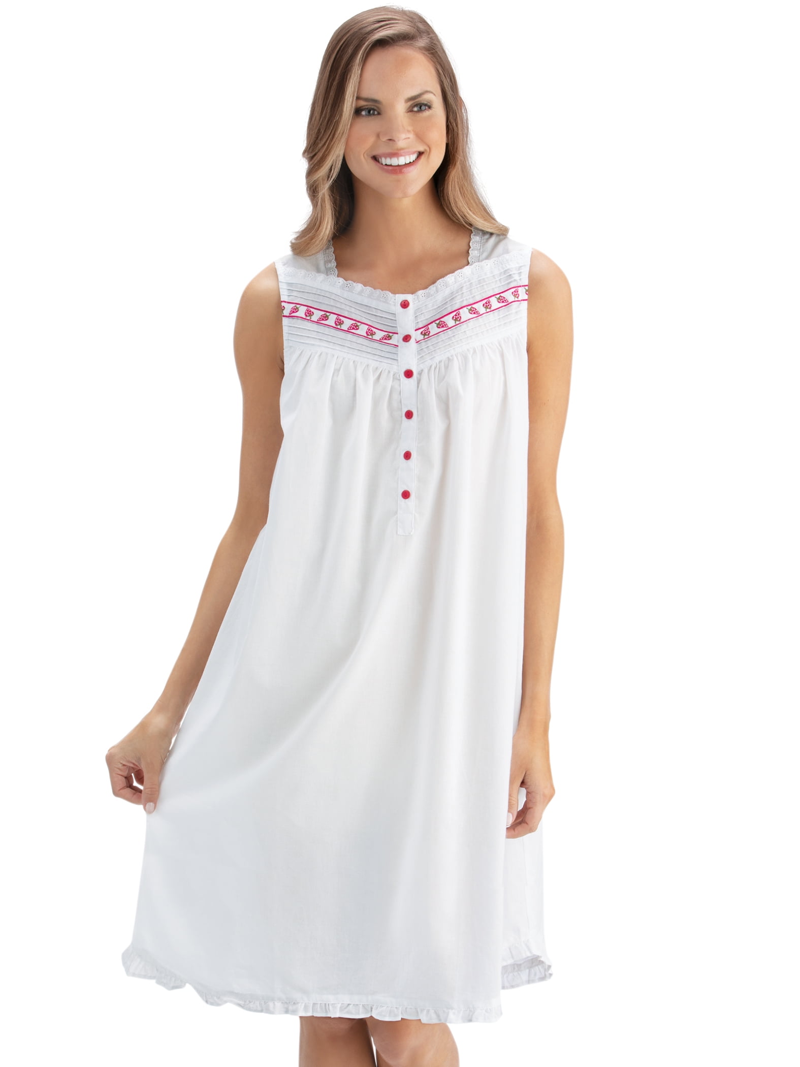 Strawberry Trimmed Elegant Sleeveless Nightgown - Walmart.com