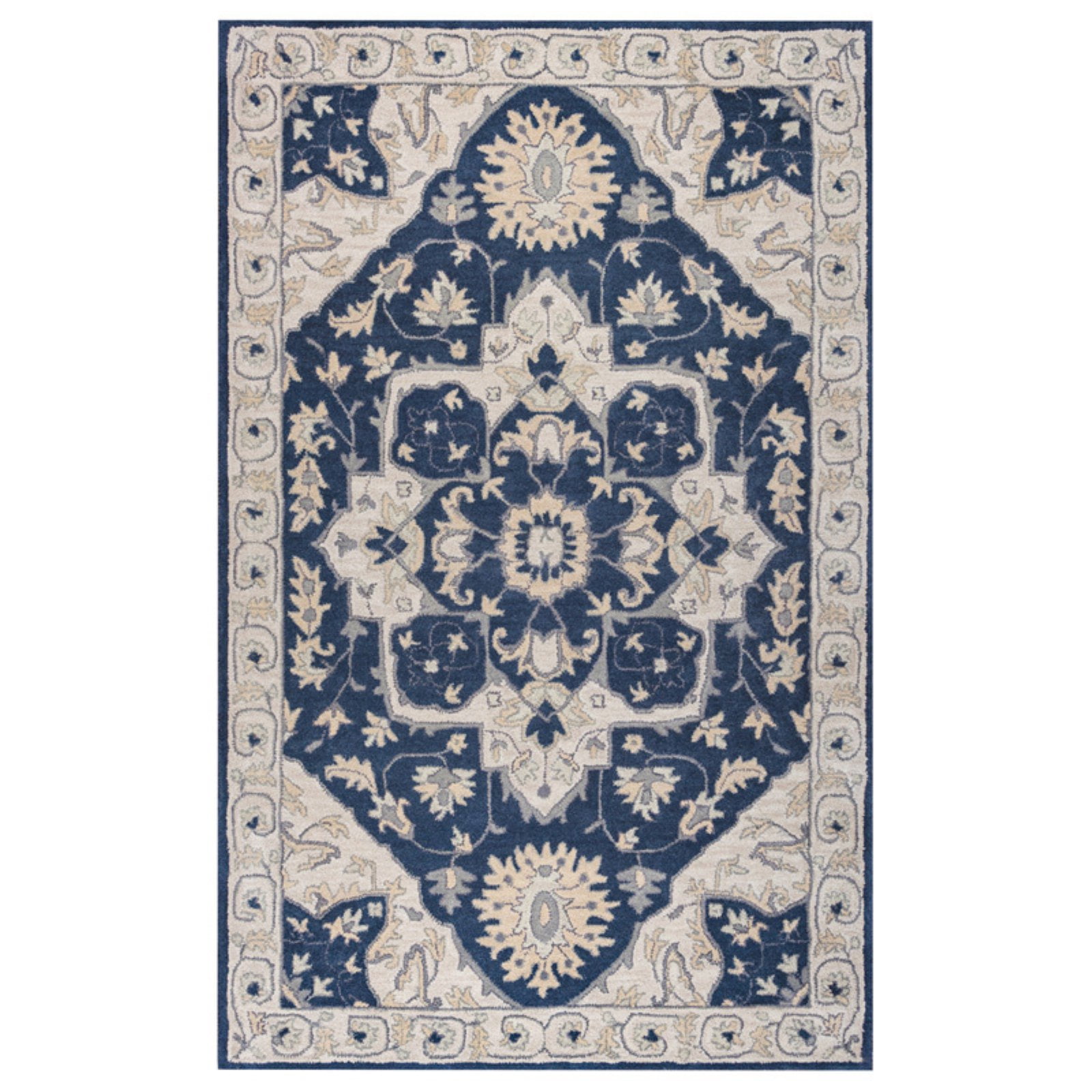 Rizzy Home Valintino Collection Wool Area Rug Blue/Light Gray Trellis 8' x 10'