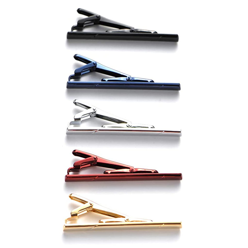 Tie Clips for Men, 5 Pack Tie Bar Set for Regular Ties, Classic Tie Clasps with Exquisite Box, Gift Ideas for Your Father, Husband, Boyfriend on
