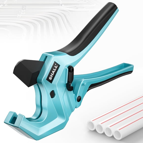 SHALL PVC Pipe Cutter, Cuts up to 2-1/2�, Heavy-Duty Aluminum Ratchet Pipe Cutter Tool for PVC, PPR, PE, PEX, Plastic Hoses & Plumbing