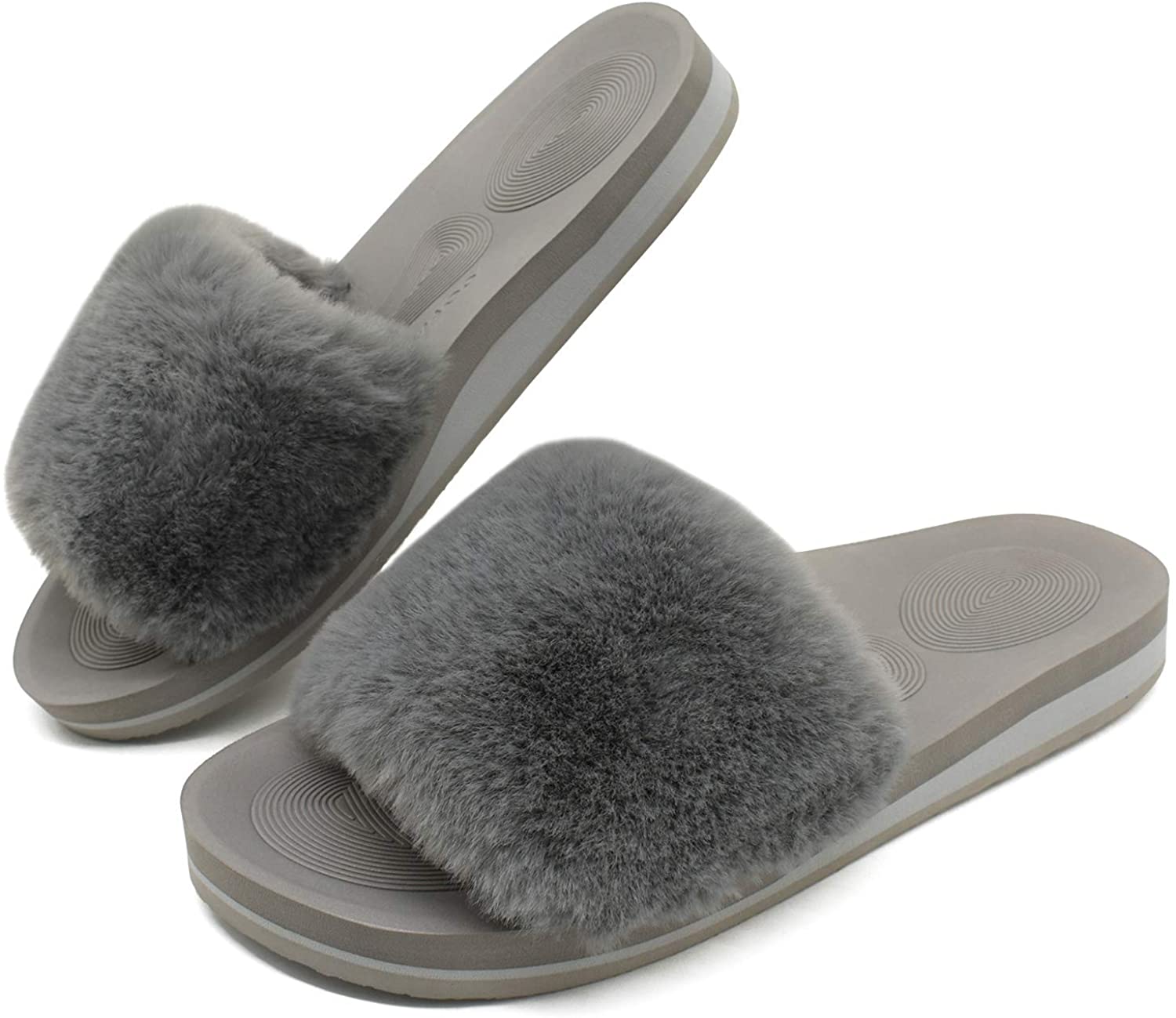 Womens Sliders Plush House Slippers 