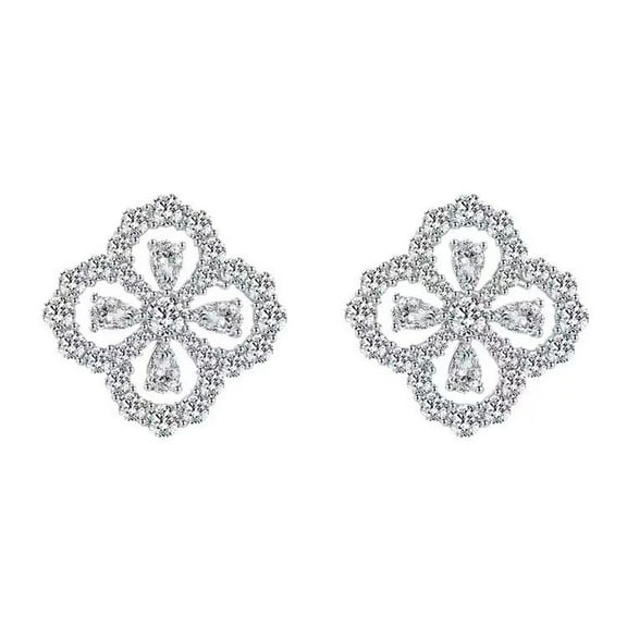 s925 sterling silver super flash full diamond four-leaf clover necklace exquisite suit light luxury high-end simple collarbone chain women's jewelry