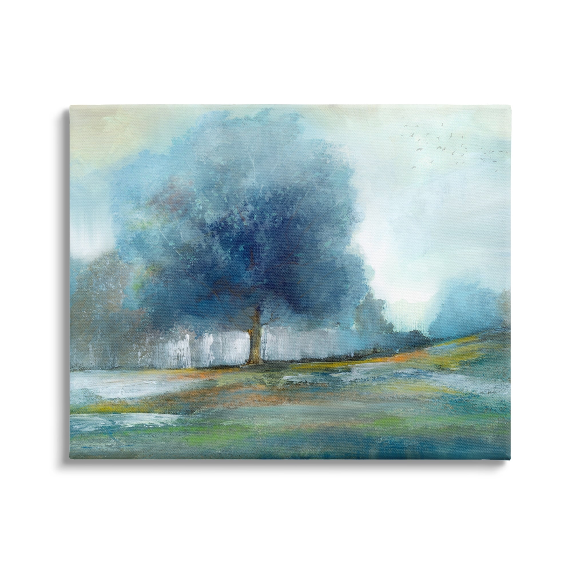 Stupell Industries Rural Blue Tree Abstract Painting Landscape Painting Gallery Wrapped Canvas Print Wall Art