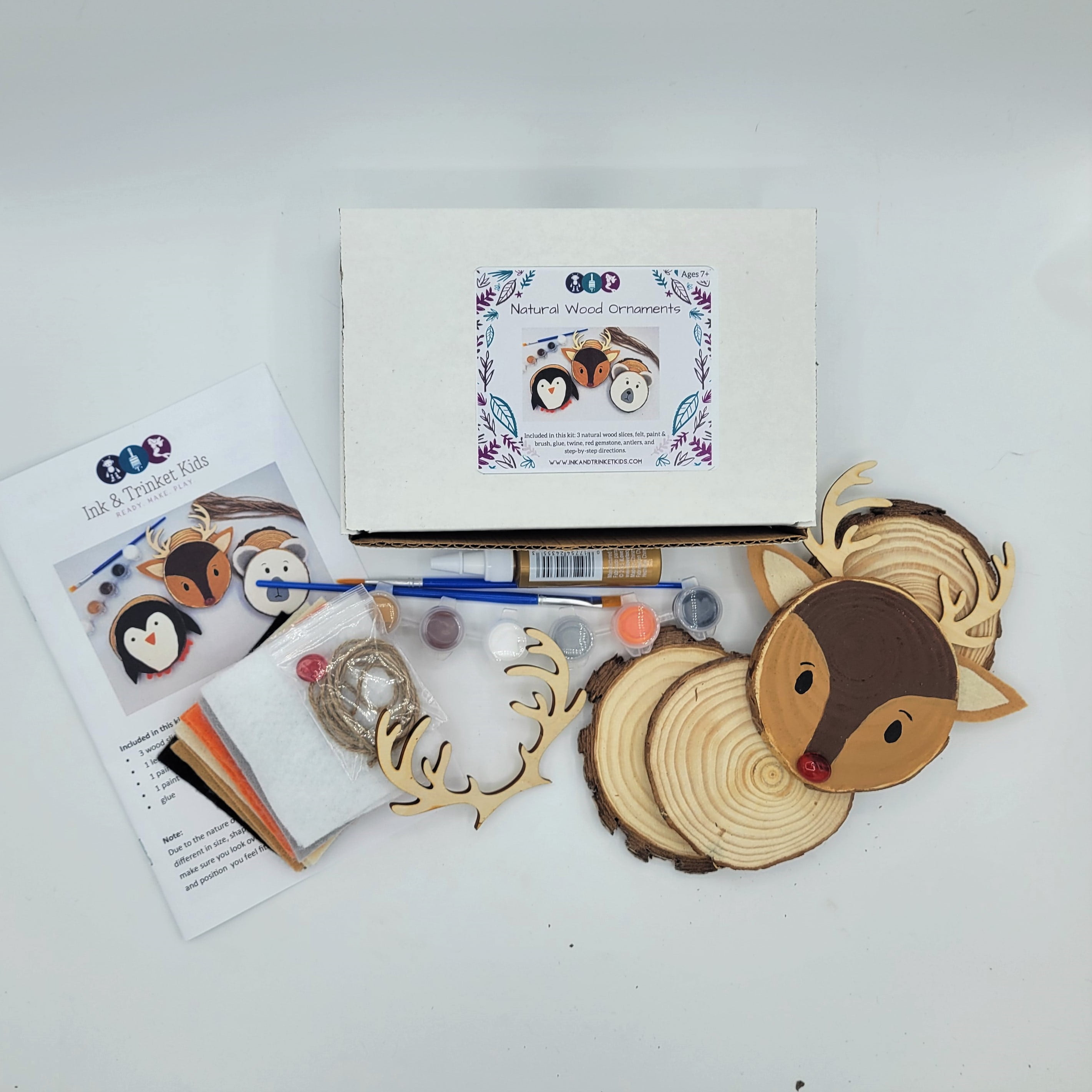 Ink and Trinket Kids DIY Christmas Ornament Craft Kit, Paint Your Own