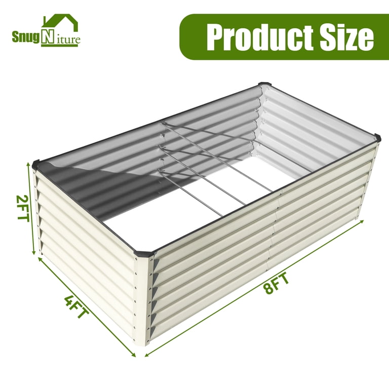 SnugNiture 8x4x2 ft White Galvanized Raised Garden Bed photo 2