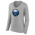 thumbnail image 2 of Women's  Gray Buffalo Sabres Primary Logo Long Sleeve V-Neck T-Shirt, 2 of 3