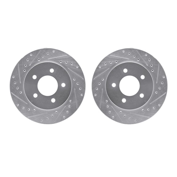Dynamic Friction Company Front Brake Rotors-Drilled and Slotted-Silver 7002-40012