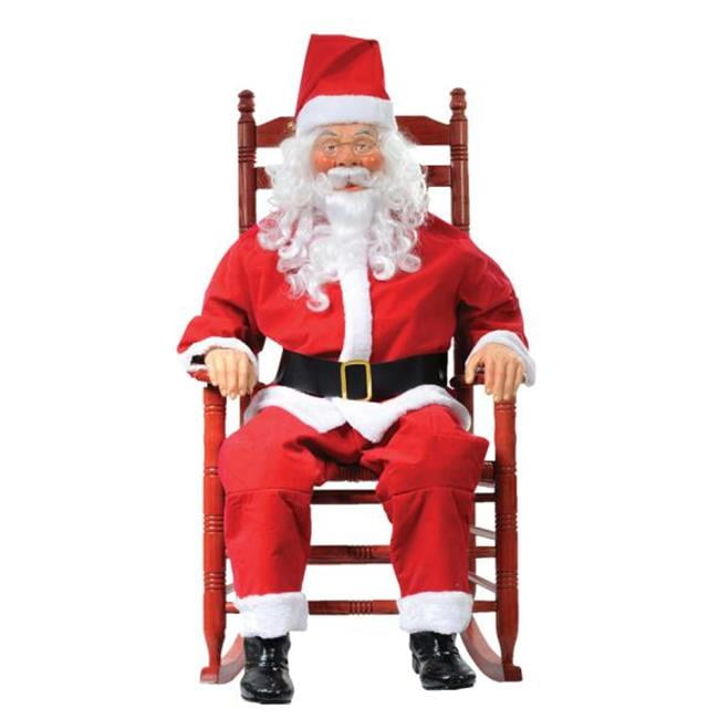 Christmas Fun Life-size Rocking Chair Santa Prop with Rotating Jolly Sayings 