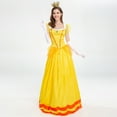 thumbnail image 2 of IDOPIP Princess Peach Dresses Adult with Crown and Gloves Women Yellow Belle Dress up Pageant Long Gown Carival Cosplay for Halloween Christmas Birthday Party Outfit XL Yellow 3PCS, 2 of 7