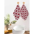 thumbnail image 2 of Red Geometric Kitchen Dish Towels for Drying Dishes Set of 3, Vintage Rhombus Circle Texture Waffle Weave Microfiber Hand Tea Bathroom Towels Quick Dry & Absorbent Towel 12x12, 2 of 7