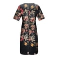 thumbnail image 4 of Robes Maxi d'Été pour Femmes 2023 Robe Décontractée à Manches Courtes Col en V Imprimé Robe Décontractée avec Poches Robe à Manches Courtes en Liquidation, 4 of 6