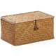 thumbnail image 1 of Cesta de mimbre cesta de almacenamiento hecha de algas marinas con tapa material natural (pequeña 26cmx16cmx10cm H) Zhivalor MZQ-0071, 1 of 9