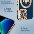 thumbnail image 4 of for iPhone 12 Pro Max Case(6.7 inch),Luxury Plating Cute Heart Wing Full Camera Lens Protection Magnetic Case for iPhone 12 Pro Max for Women Girls（Blue）, 4 of 7