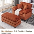 thumbnail image 3 of Aukfa Corduroy Chaise Lounge Oversized Dual-layer Cushion Sofa w/ Ottoman for Living Room Bedroom, Orange, 3 of 10