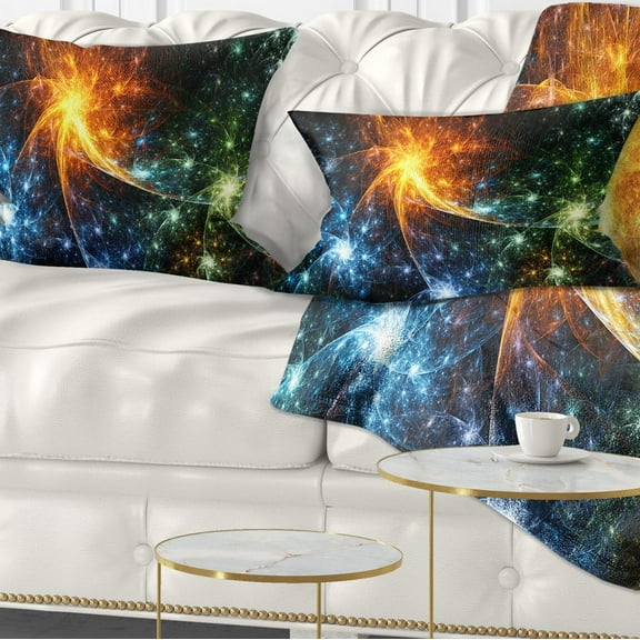 Designart Colorful Fireworks with Stars - Abstract Throw Pillow - 12x20