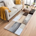 thumbnail image 3 of Abstract Color Block Area&nbsp;Rug 2x6ft Brown Geometric Oil Painting Style Non-Slip&nbsp;Washable Square&nbsp;Rugs Soft Felt Indoor Floor Mat for Bedroom Kitchen Living Room Bathroom, 3 of 9