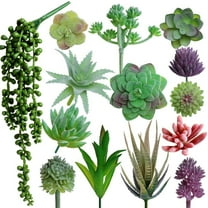 Trianu 14 Pcs Artificial Succulents Plants Unpotted Green Hops String of Pearls Echeveria Air Plant Picks Fake Succulents Bulk for Succulent Garden Arrangement Centerpiece Indoor Outdoor Home Decor