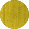 thumbnail image 1 of Ahgly Company Machine Washable Indoor Round Abstract Yellow Contemporary Area Rugs, 4' Round, 1 of 4