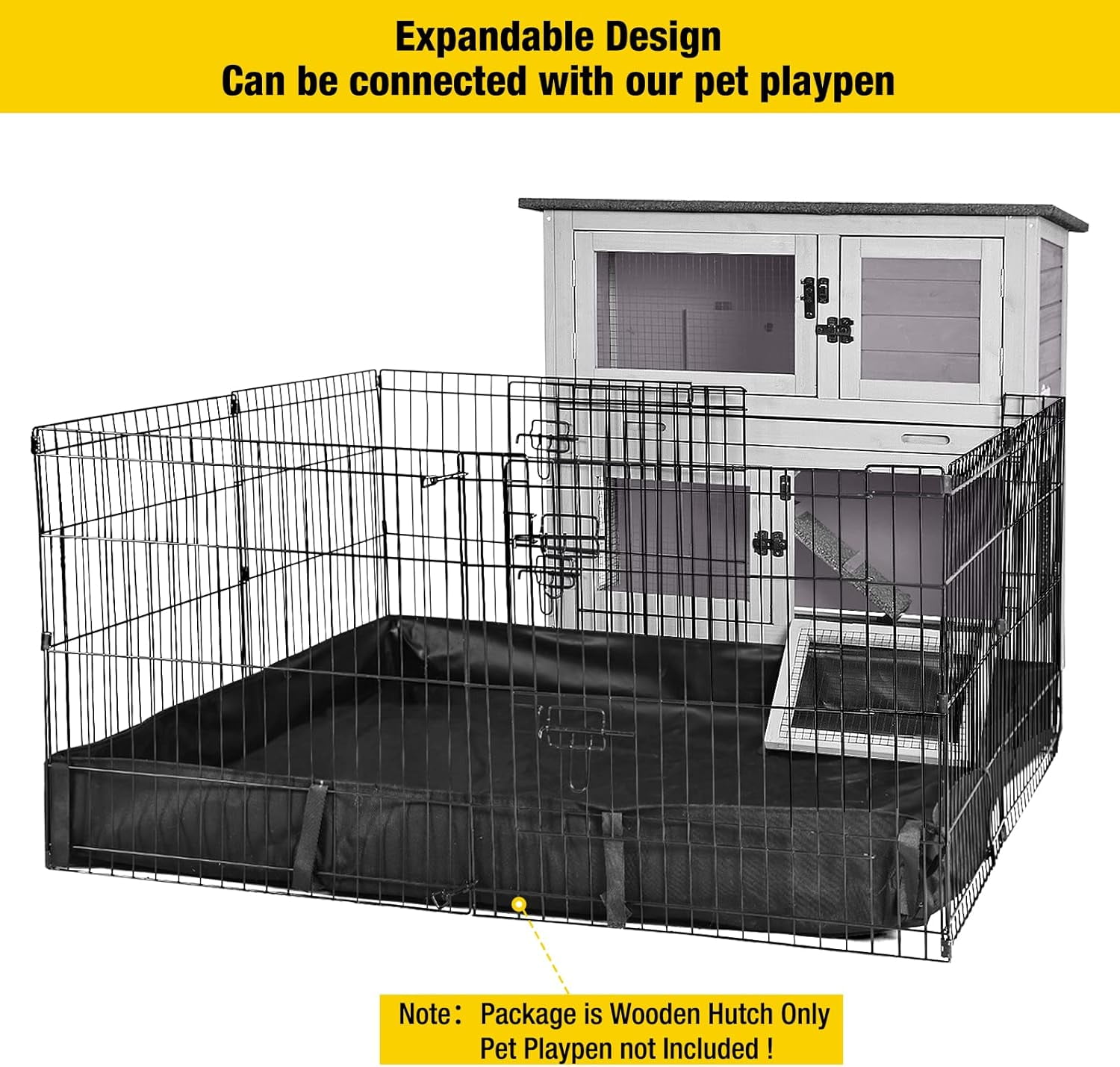 Aivituvin Rabbit Hutch Indoor Outdoor, 2-Story Rabbit Cage for Guinea Pigs with 2 Leakproof Trays & 4 Wheels