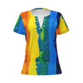 thumbnail image 3 of Zufioo Rainbow Colored for Women's Deep V-neck Short-sleeved T-shirt, Top with Short Sleeves - with Stainless Steel Buckle, Moisture Wicking, Ideal Home Wear-X-Large, 3 of 9