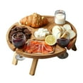 thumbnail image 4 of ¡Compre 2 y obtenga 3! Mesa de picnic plegable al aire libre de madera con soporte de vidrio 2 en 1 estante para copas de vino, 4 of 5