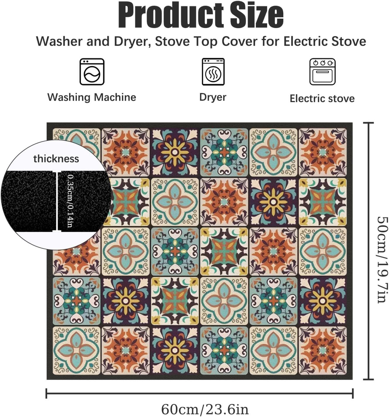 Washer and Dryer Covers for the Top 23.6" X 19.7", Washer and Dryer Top Protector Mat, Non Slip Washing Machine Dust Cover Pad for Laundry Room Kitchen Home Decor